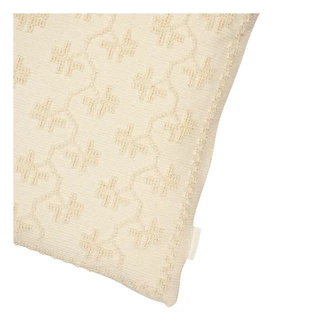 Mafalda reversible embroidered cushion | Ecru