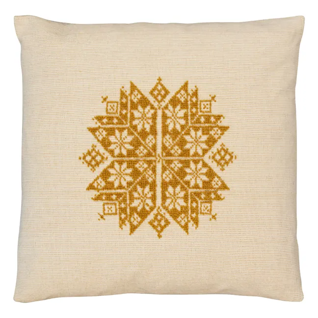 Agusta embroidered cushion | Yellow