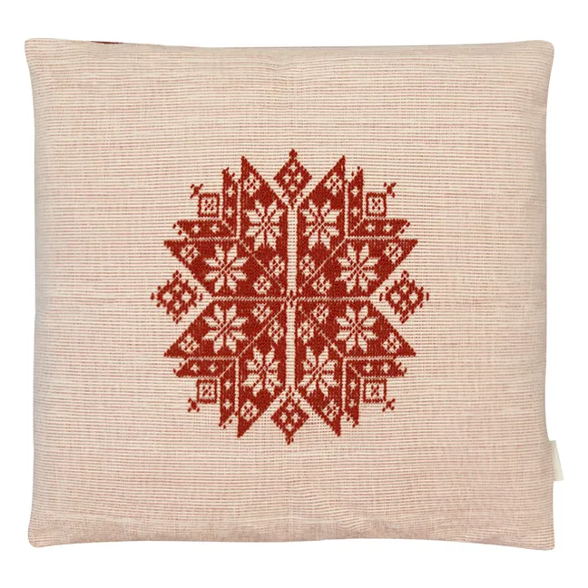 Agusta embroidered cushion | Brick red