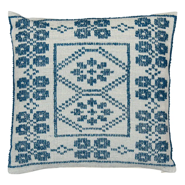 Inês embroidered cushion | Blue
