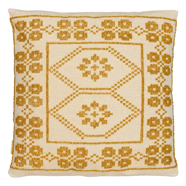 Inês embroidered cushion | Yellow