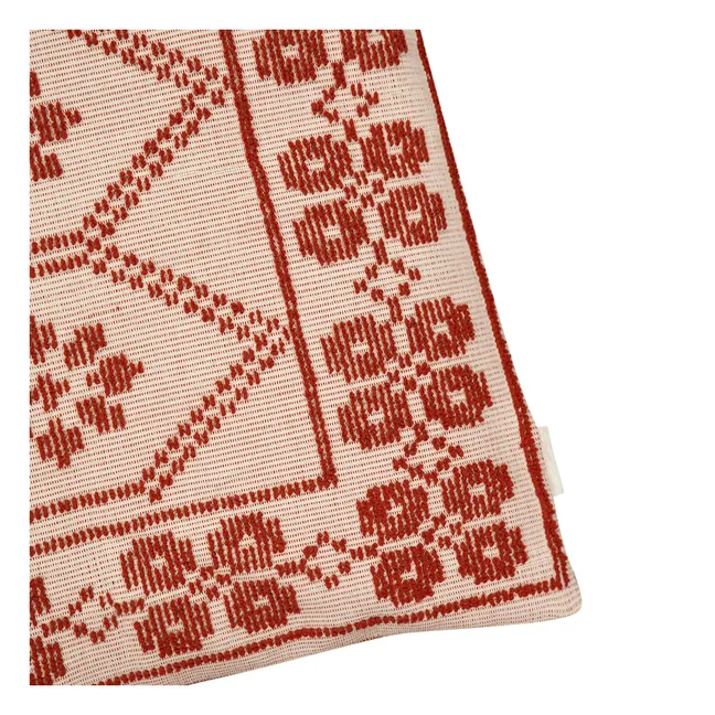 Inês embroidered cushion | Brick red