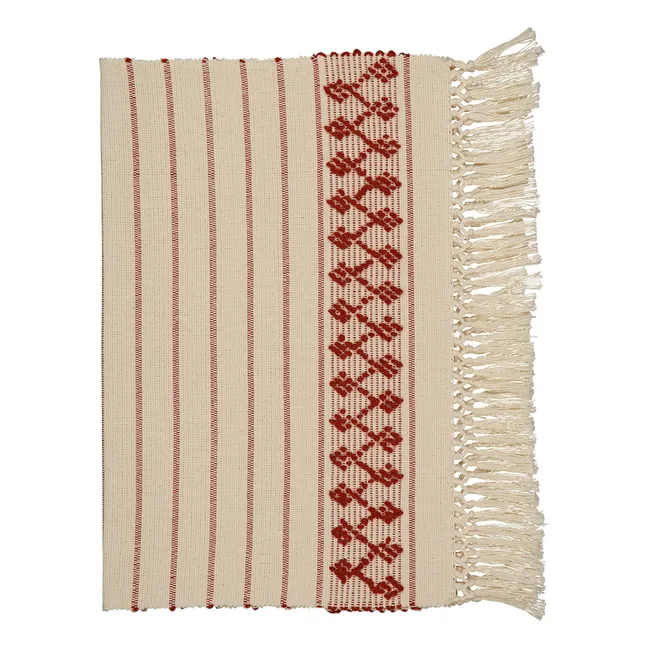 Amélia embroidered place mat | Brick red