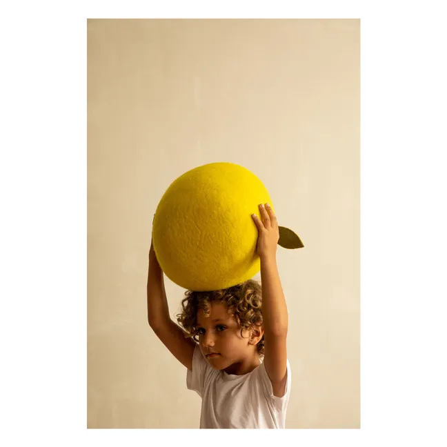 Lemon felt pouffe | Yellow