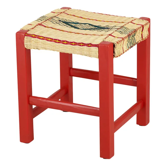 Tabouret en osier tressé Coruche | Rouge