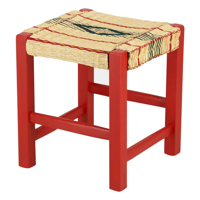 Tabouret en osier tressé Coruche | Rouge