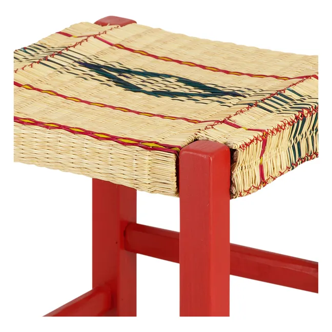 Tabouret en osier tressé Coruche | Rouge