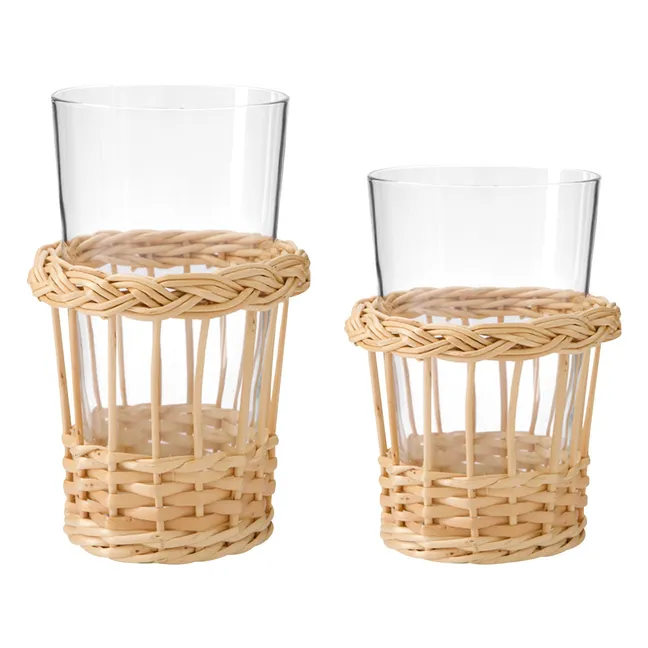 Verre long en verre et osier Vitória