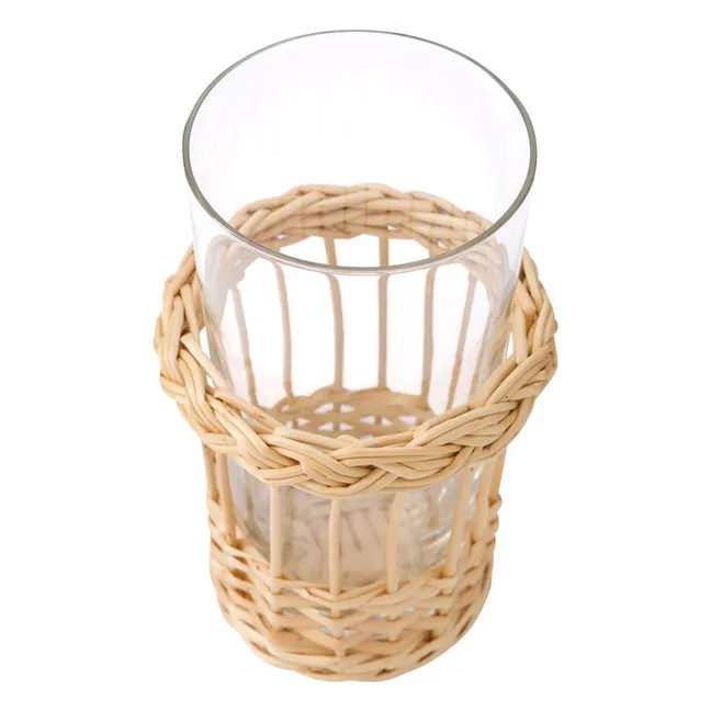 Verre long en verre et osier Vitória