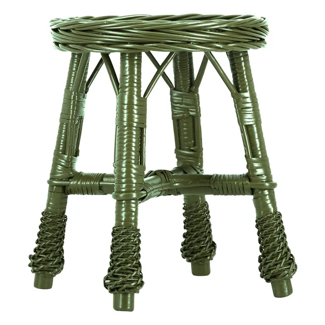 Tabouret en osier tressé Furnas | Vert