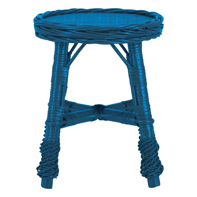 Tabouret en osier tressé Furnas | Bleu