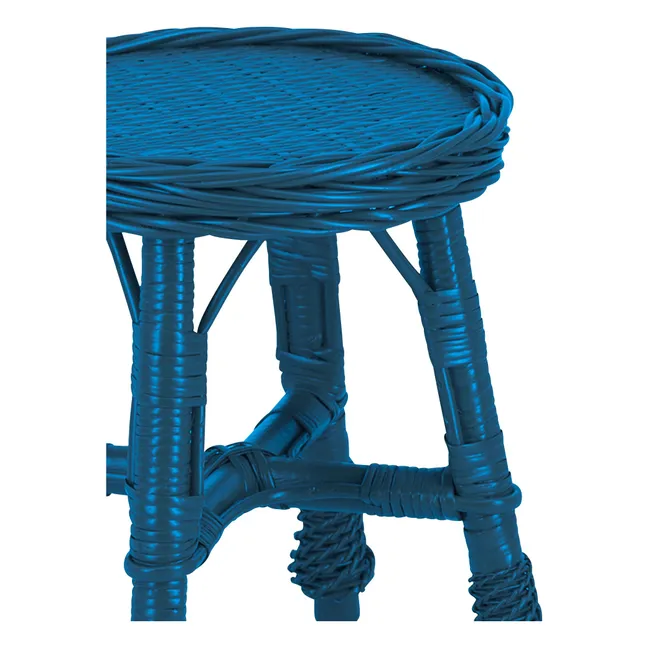 Tabouret en osier tressé Furnas | Bleu
