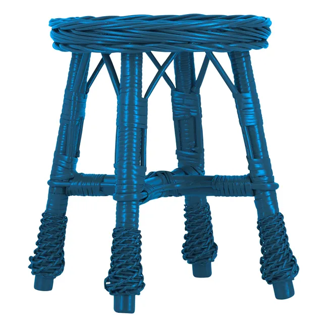 Tabouret en osier tressé Furnas | Bleu