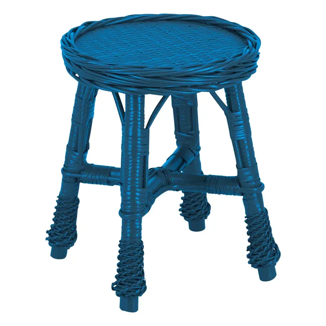 Furnas woven wicker stool | Blue