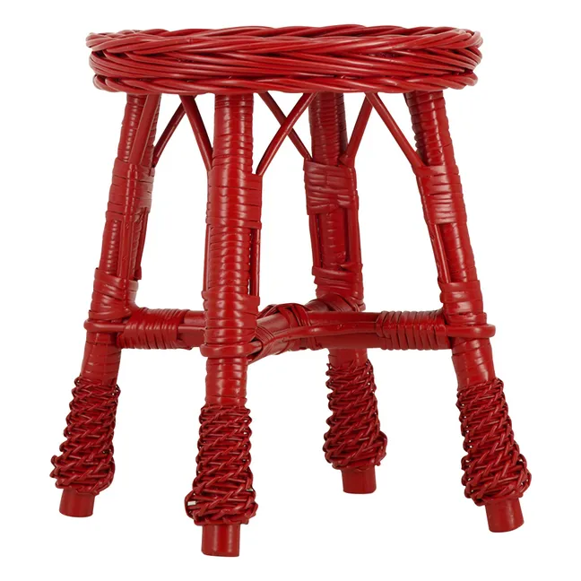 Furnas taburete de mimbre tejido | Rojo