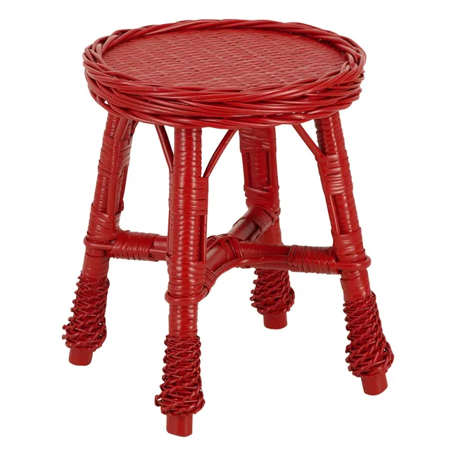 Tabouret en osier tressé Furnas | Rouge