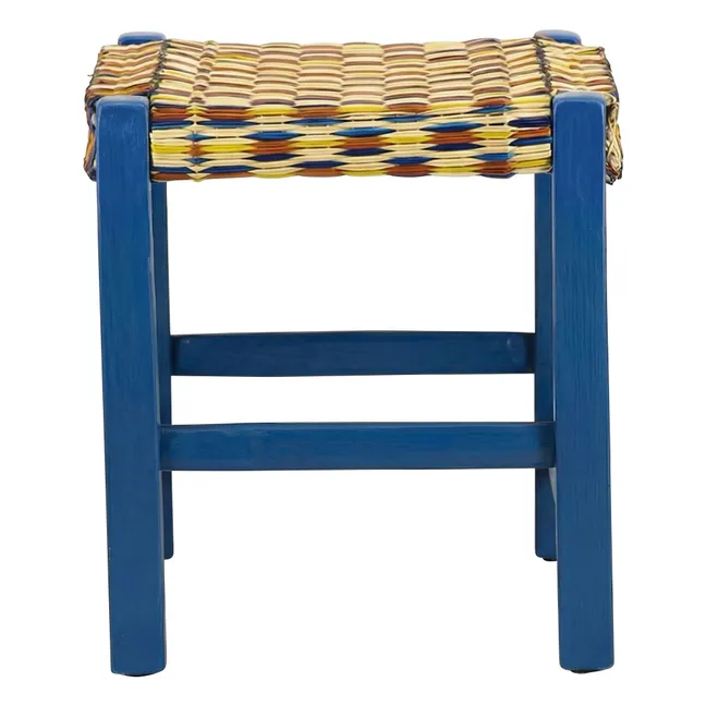 Tabouret en osier tressé Coruche | Bleu