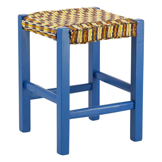 Tabouret en osier tressé Coruche | Bleu