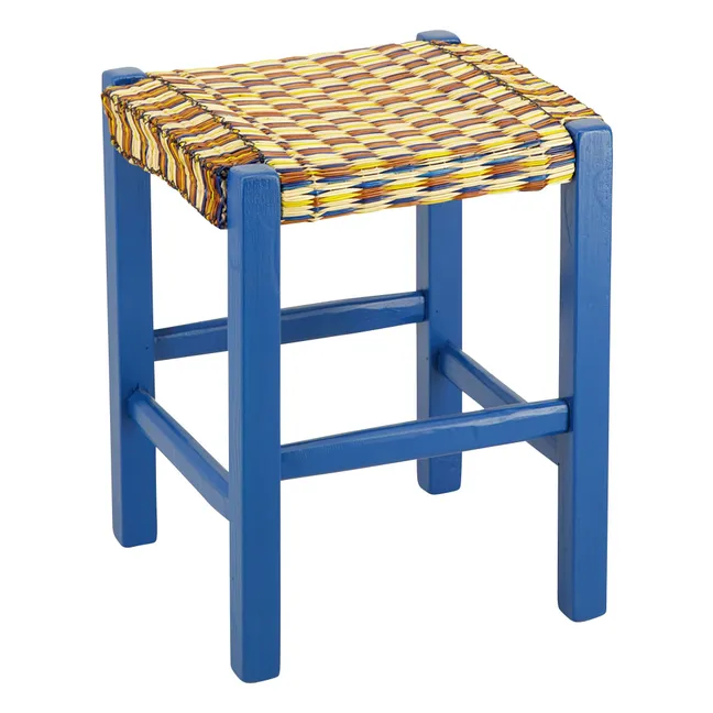 Tabouret en osier tressé Coruche | Bleu