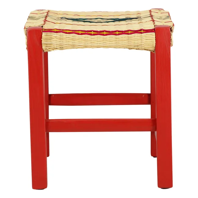 Tabouret en osier tressé Coruche | Rouge