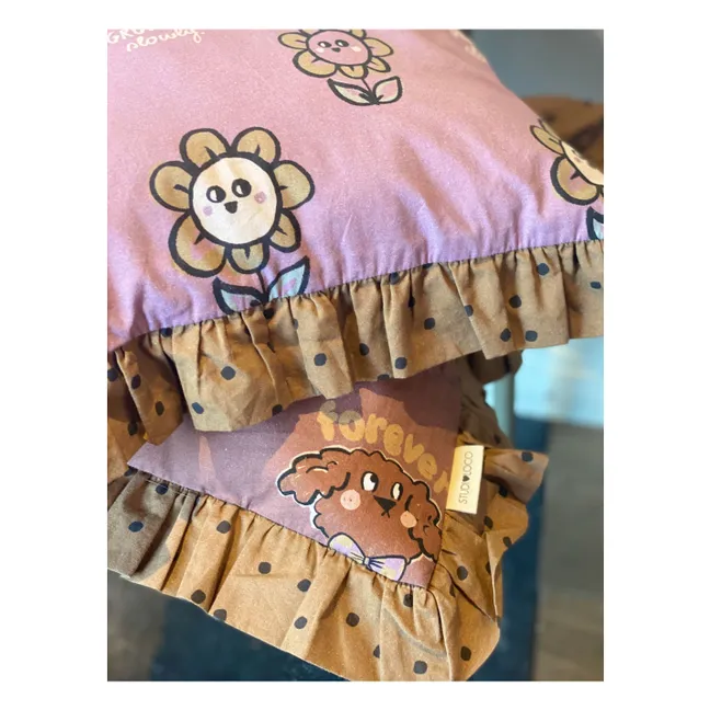 Cojín con volante floral | Malva