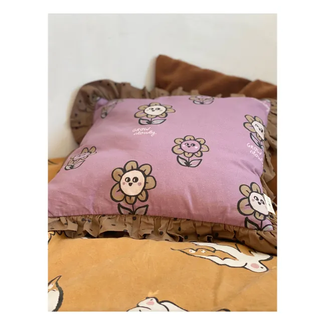 Floral ruffle cushion | Mauve