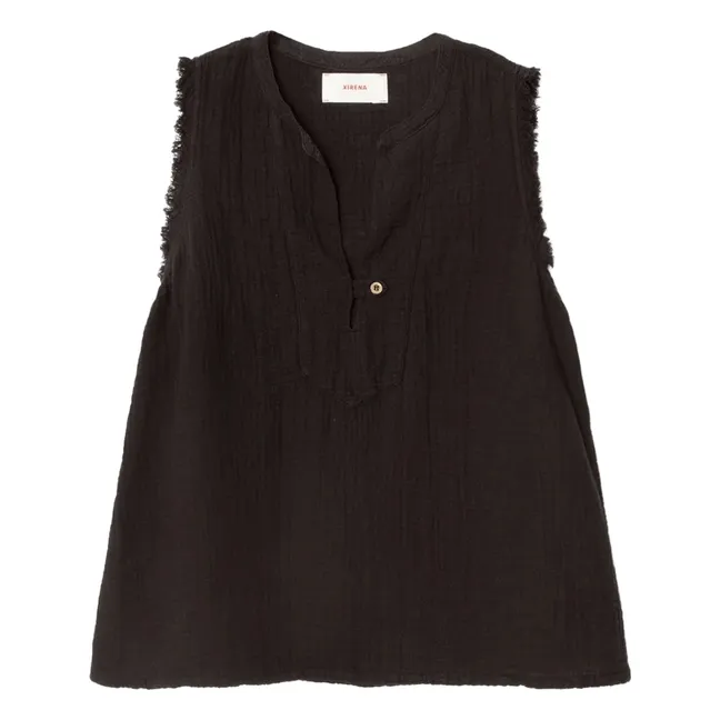 Top de algodón Portia | Negro