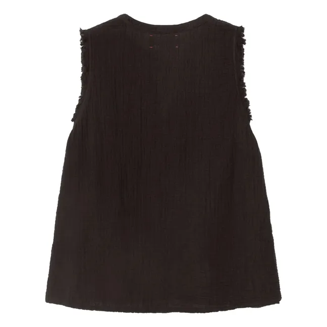 Top de algodón Portia | Negro