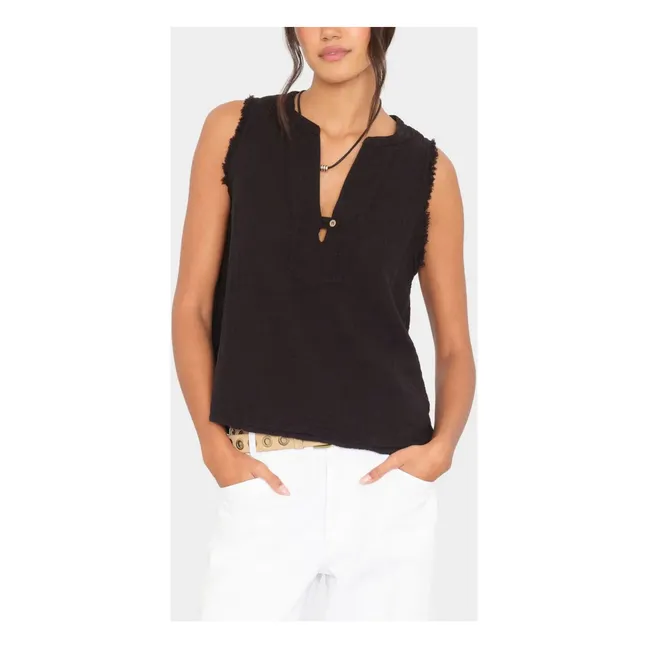 Top de algodón Portia | Negro