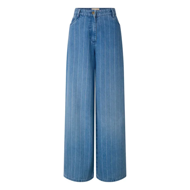Jean Coton Rayures Dalt | Bleu