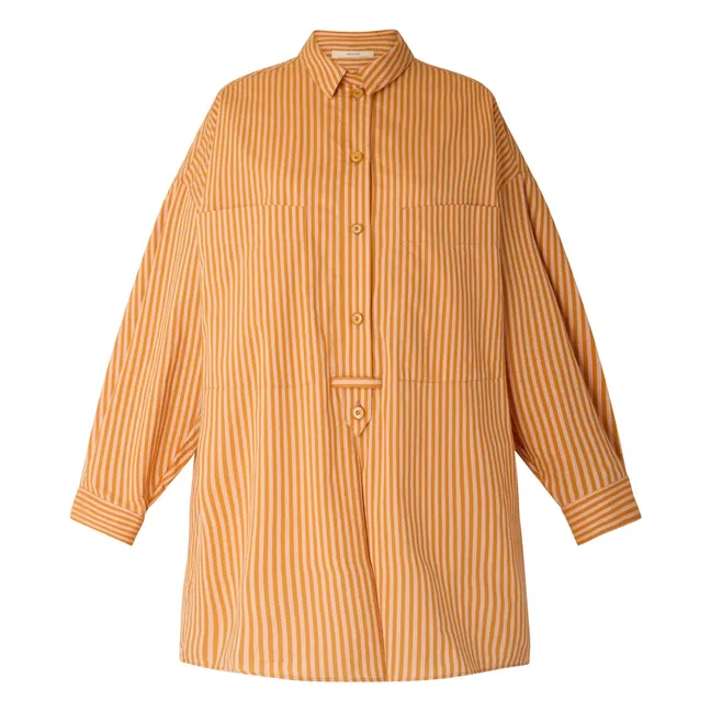 Vestido de rayas de algodón Fontella | Naranja