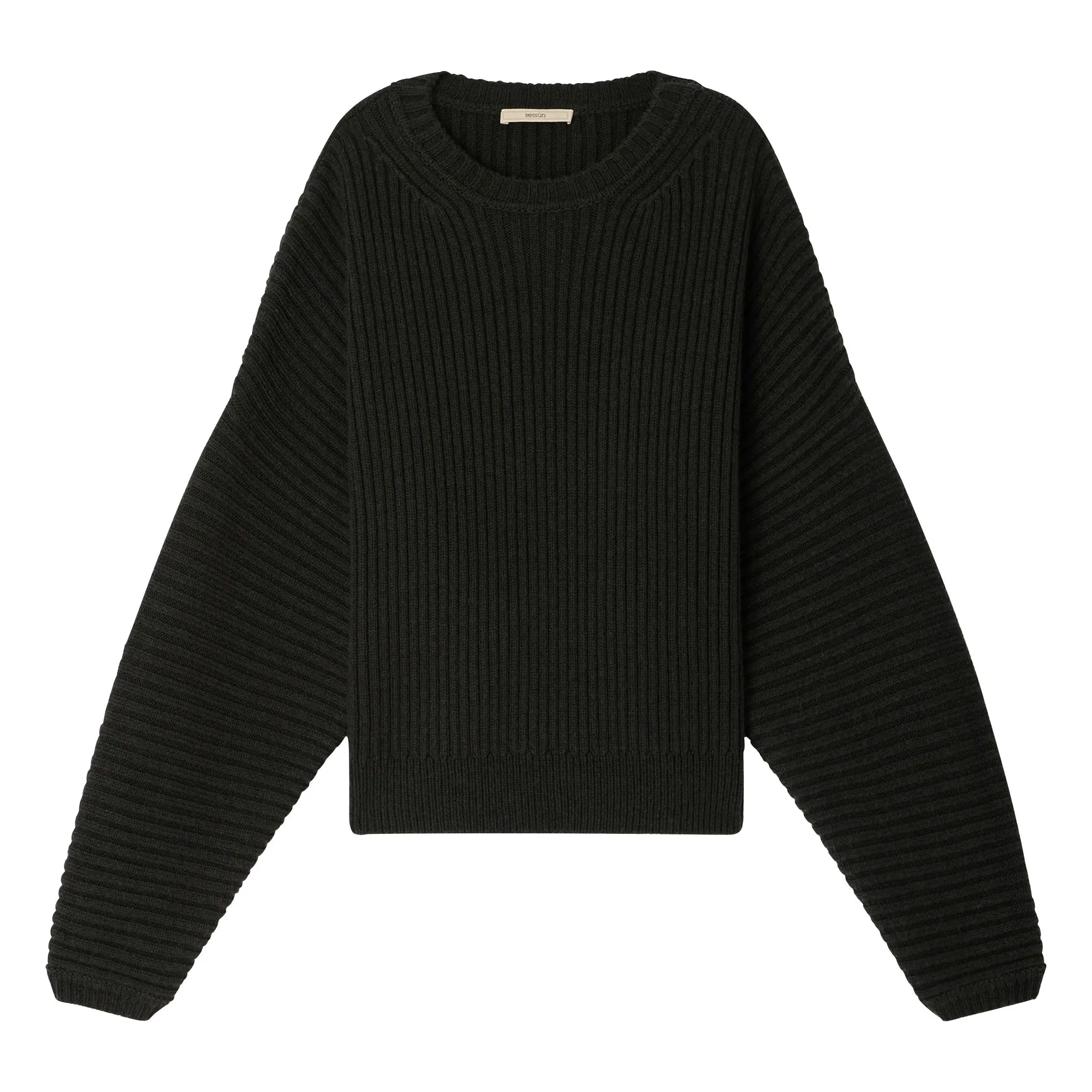 Sessùn Dark Green Kanso Wool Ribbed Sweater