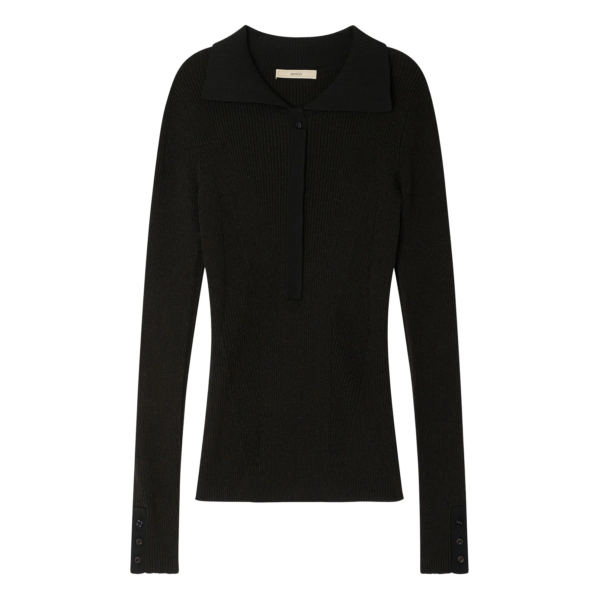 Sessùn Midnight Blue Lykke Metallic Polo Sweater