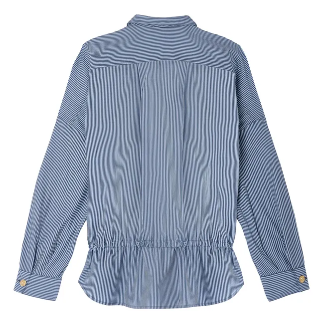 Bluse Streifen Baumwolle Santalin | Blau