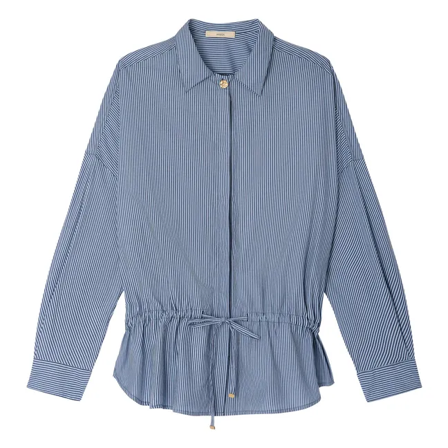 Bluse Streifen Baumwolle Santalin | Blau