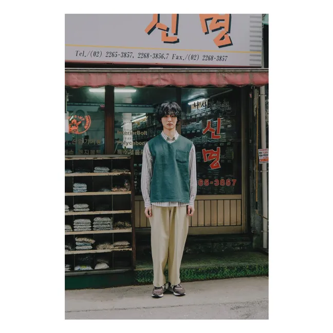 Cotton Sleeveless Vest | Dark green