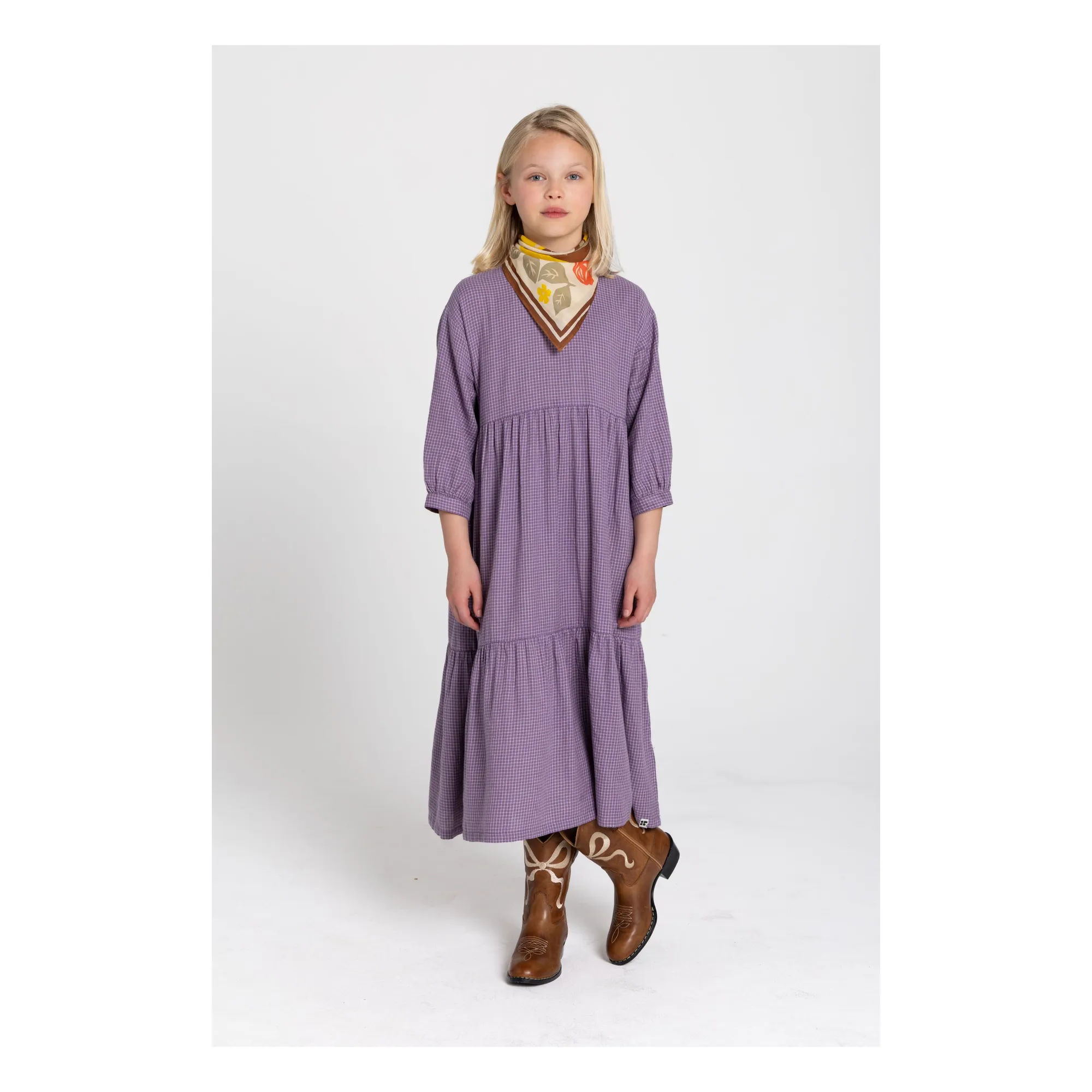 Robe Naya Carreaux | Lavande- Image produit n°1