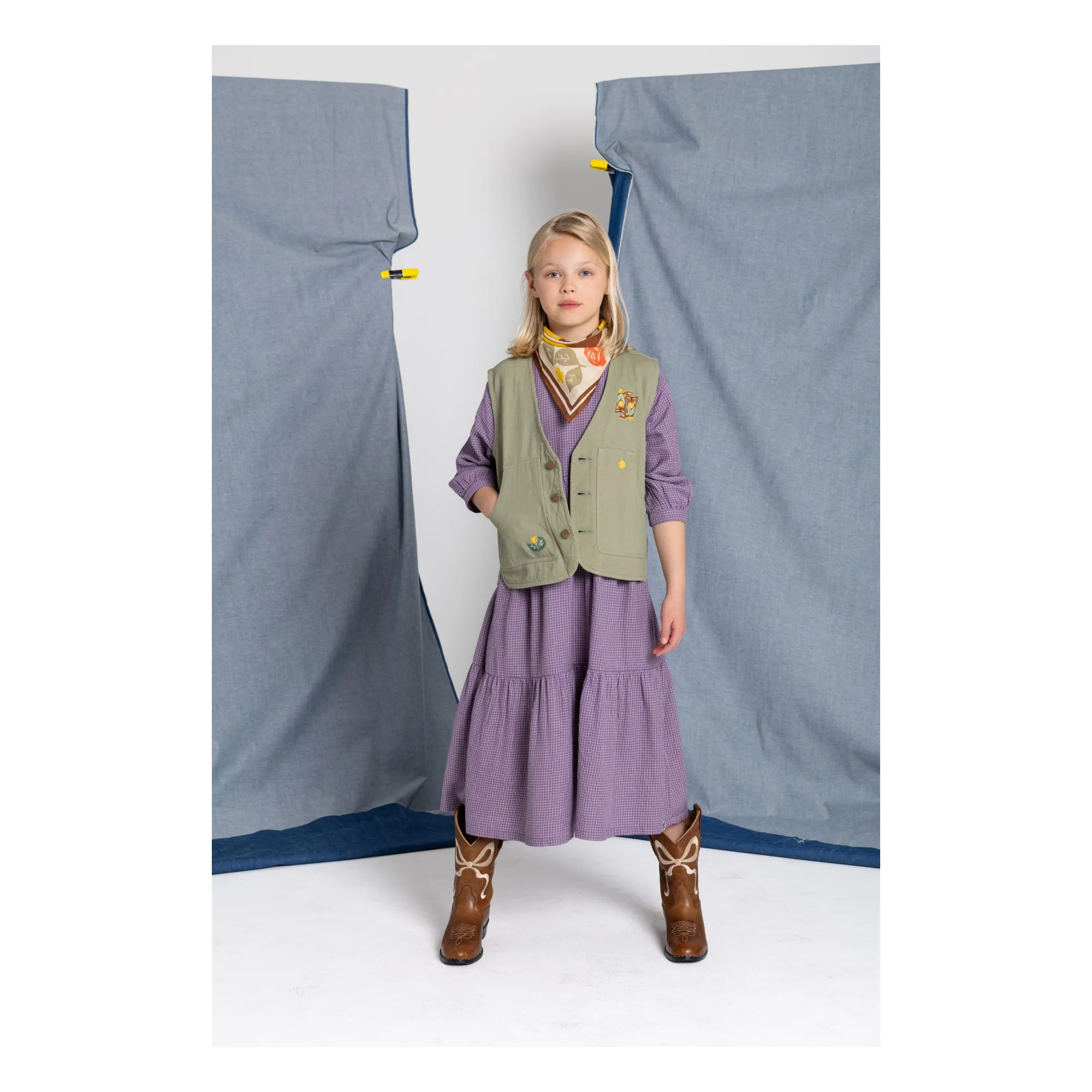 Robe Naya Carreaux | Lavande- Image produit n°2