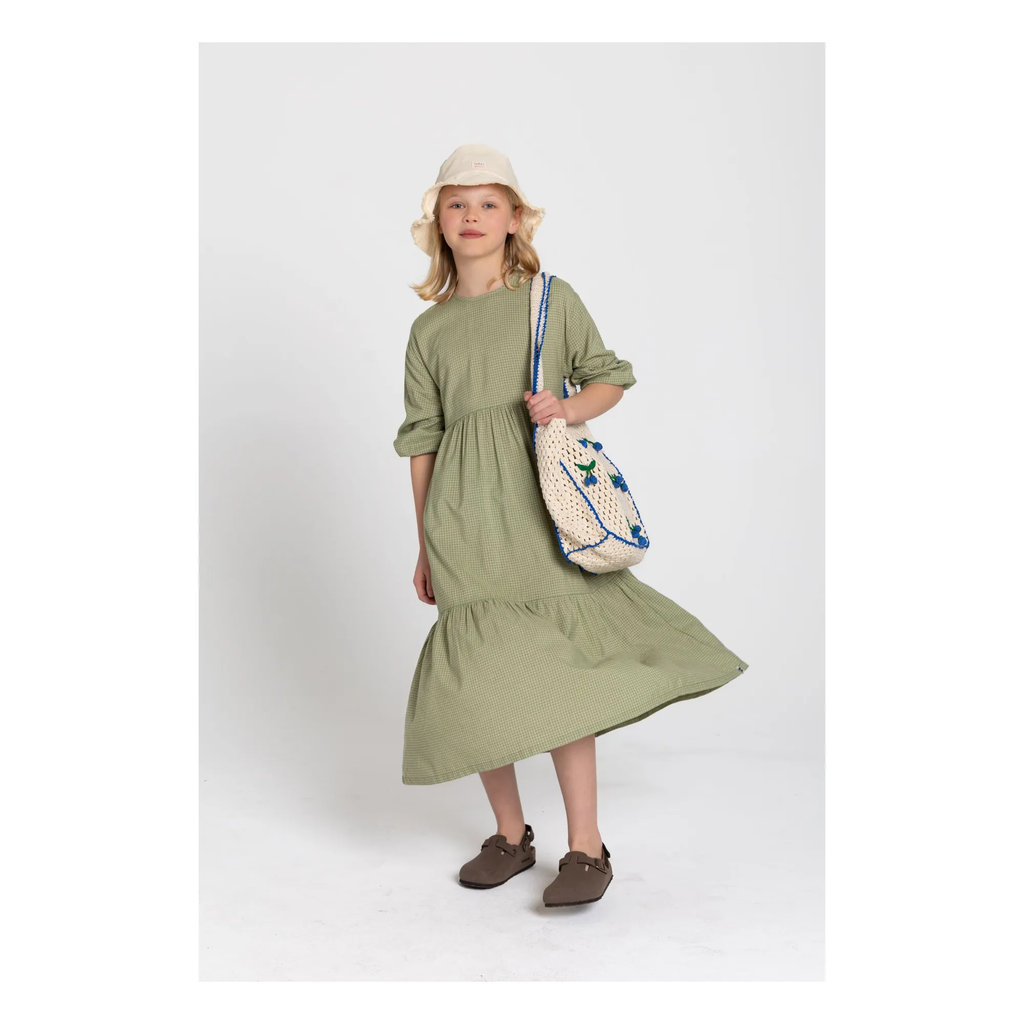 Robe Naya Carreaux | Vert amande- Image produit n°4