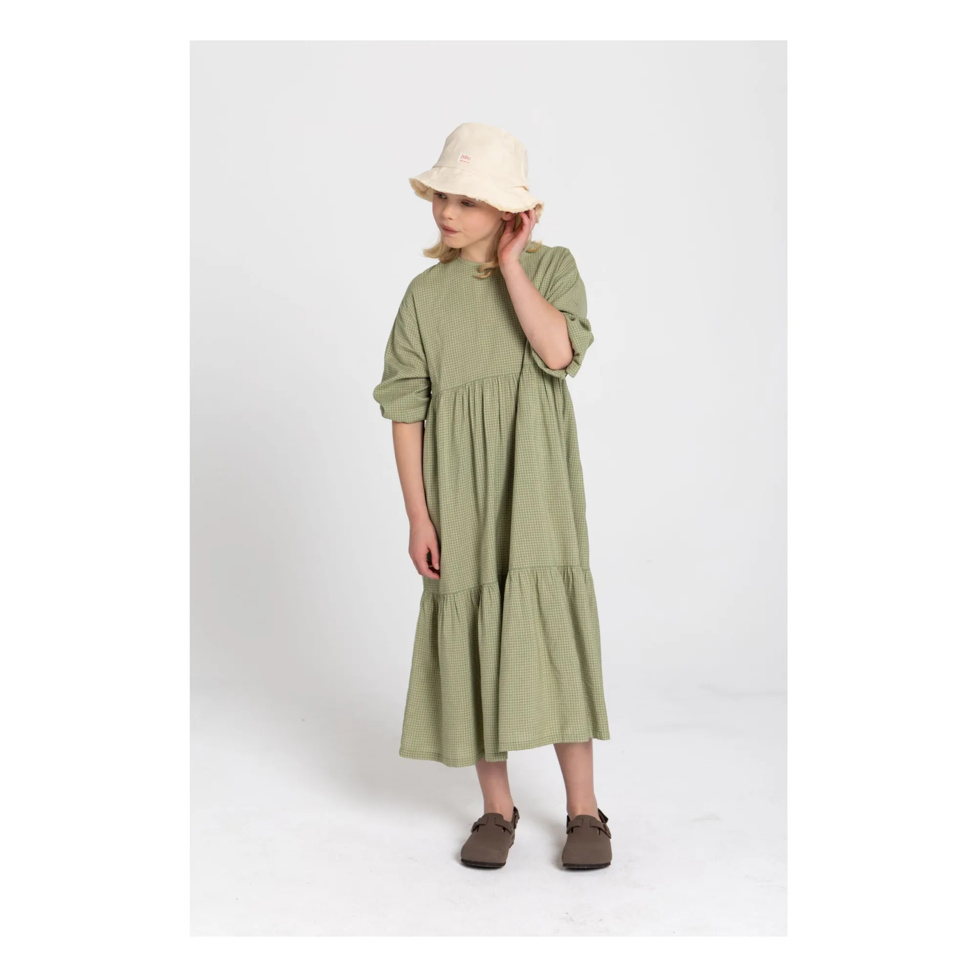 Robe Naya Carreaux | Vert amande- Image produit n°5