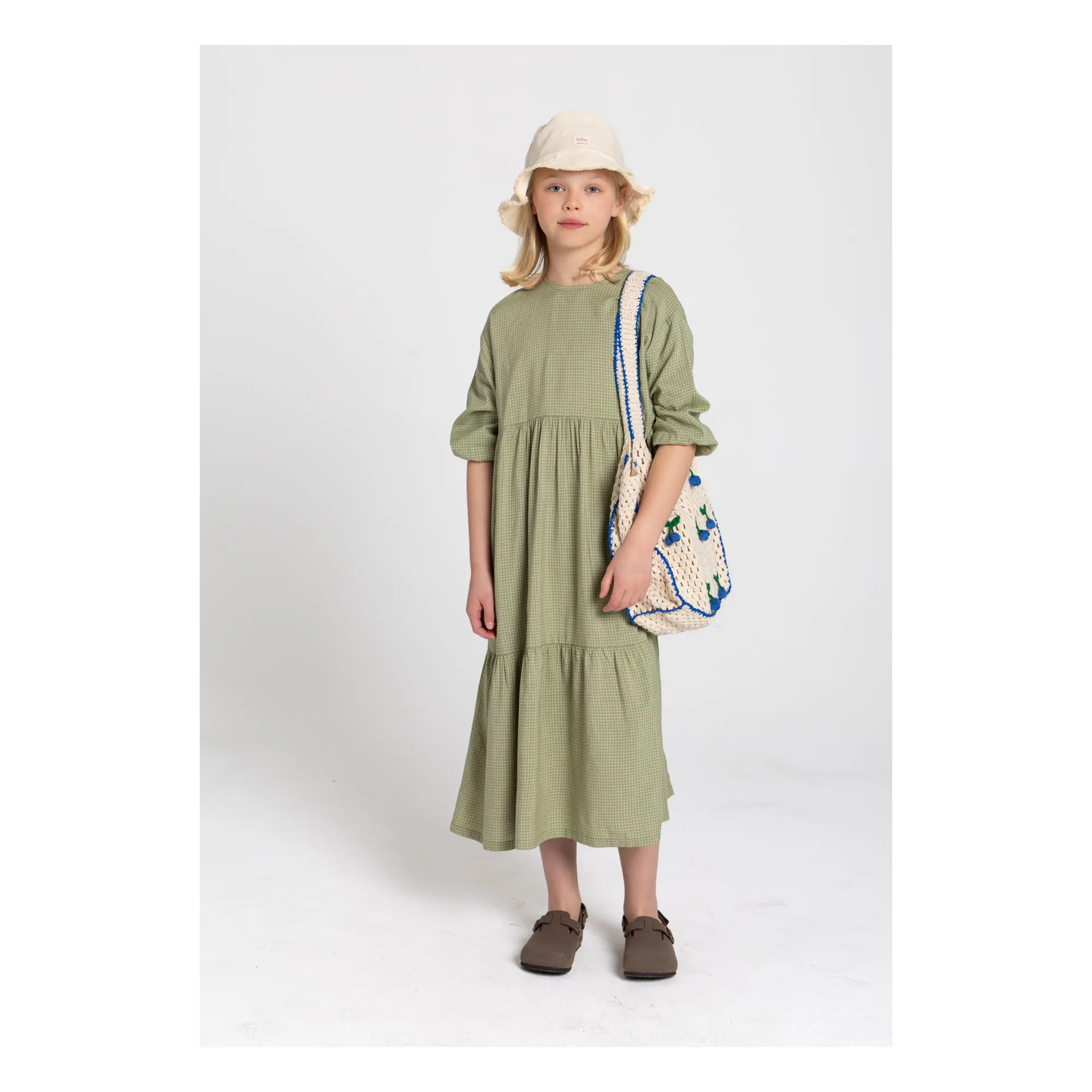 Robe Naya Carreaux | Vert amande- Image produit n°1