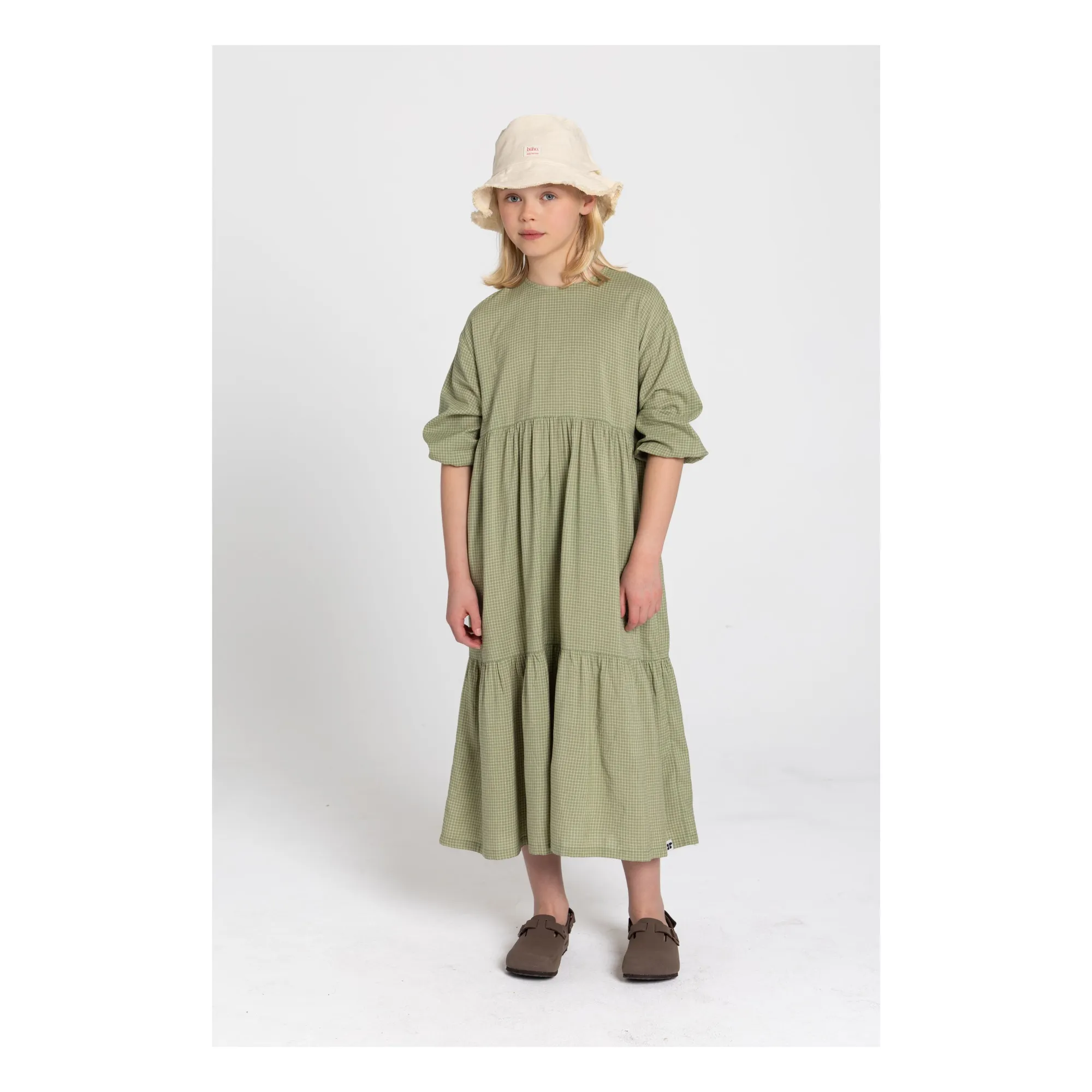 Robe Naya Carreaux | Vert amande- Image produit n°2
