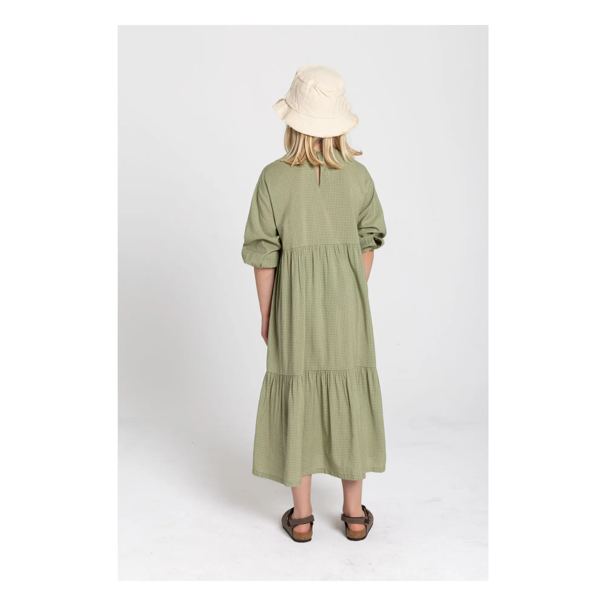 Robe Naya Carreaux | Vert amande- Image produit n°7