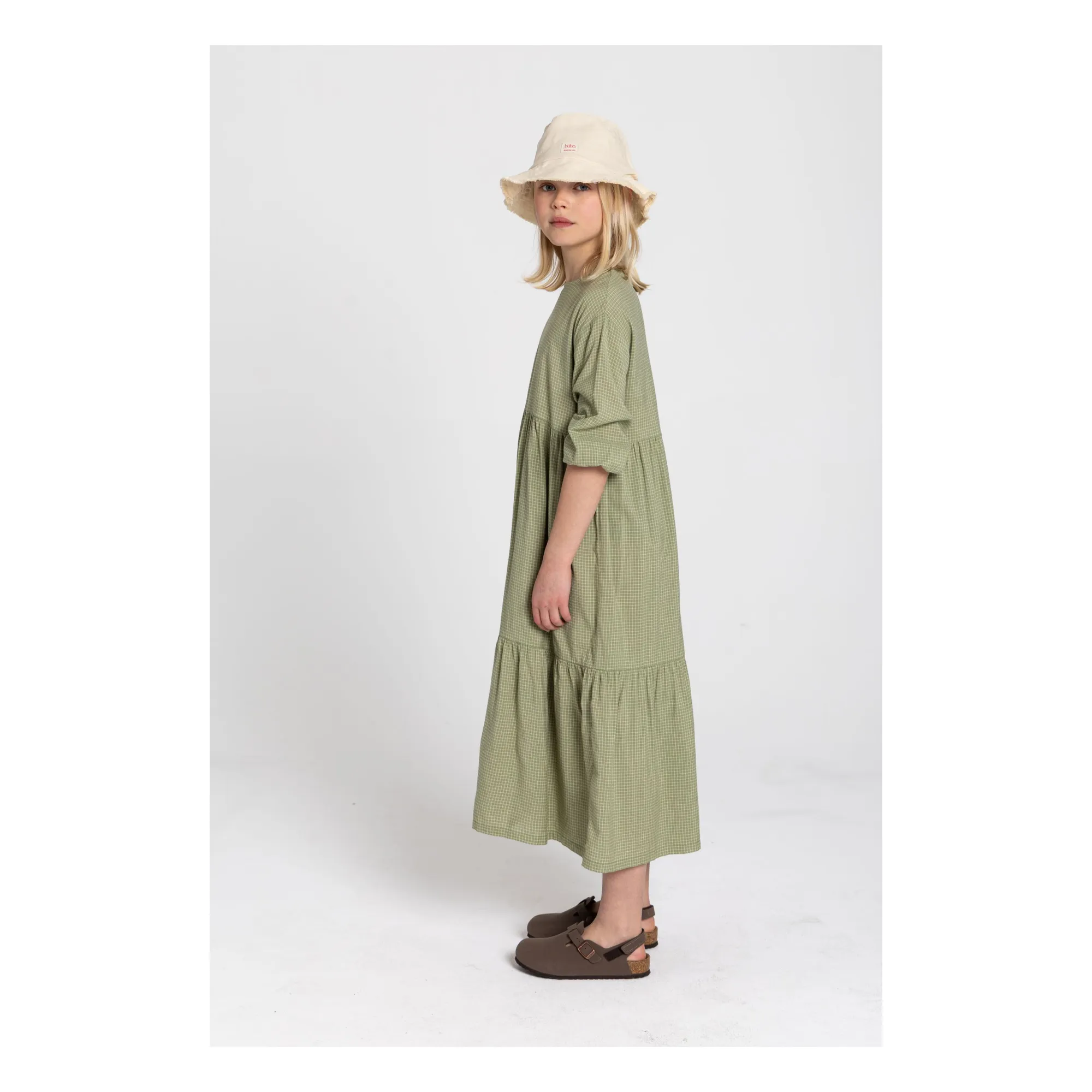 Robe Naya Carreaux | Vert amande- Image produit n°6
