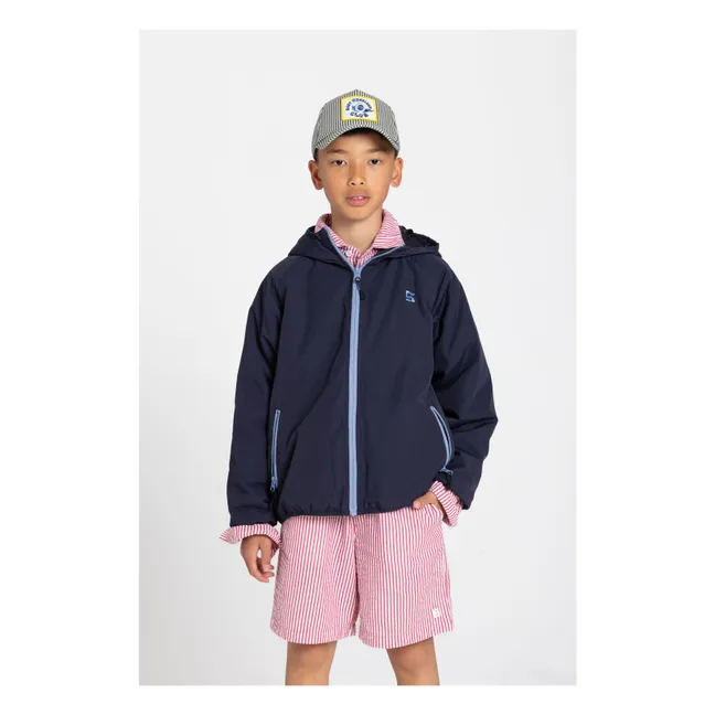 Short Ample Tom Rayé | Rouge cerise