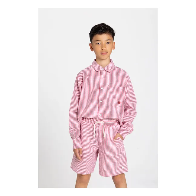 Short Ample Tom Rayé | Rouge cerise