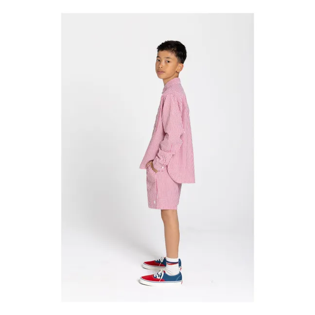 Short Ample Tom Rayé | Rouge cerise