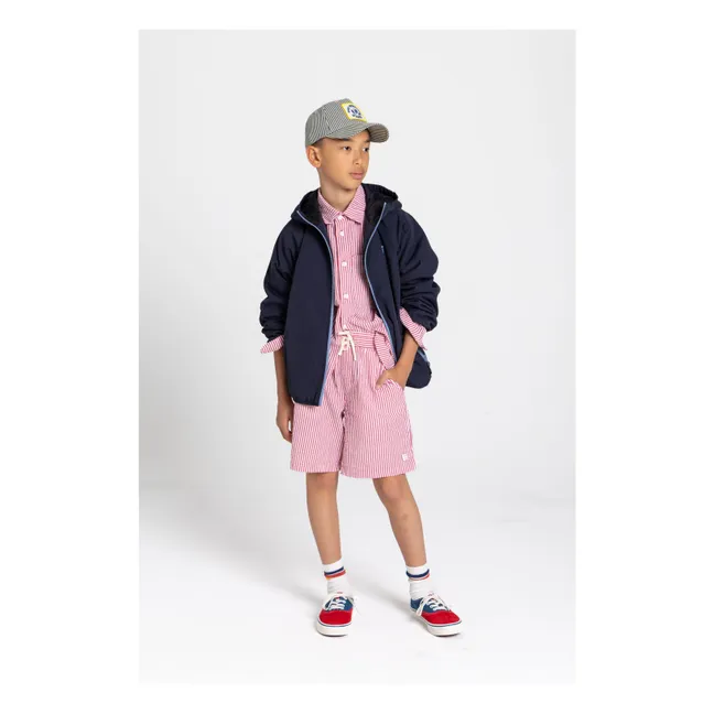 Short Ample Tom Rayé | Rouge cerise