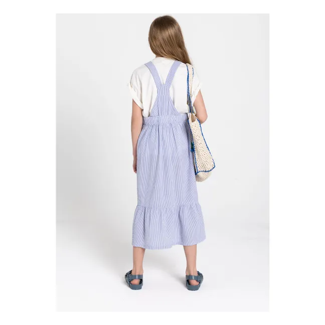 Pia Striped Apron Dress | Royal blue