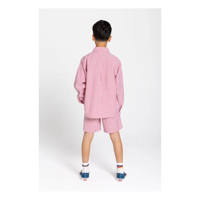 Clap Striped Shirt | Cherry red